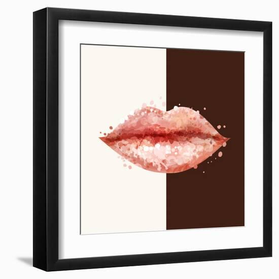 Beautiful Woman Pink Lips Formed by Abstract Blots. it Can Be Used on Any Background Color.-artant-Framed Art Print