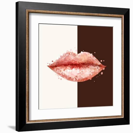 Beautiful Woman Pink Lips Formed by Abstract Blots. it Can Be Used on Any Background Color.-artant-Framed Art Print