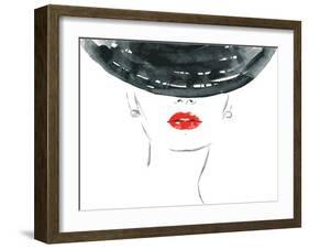 Beautiful Woman Portrait with Hat. Abstract Vector Fashion Illustration-Anna Ismagilova-Framed Art Print