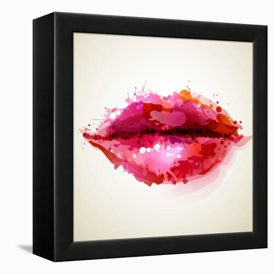 Beautiful Woman's Lips Formed By Abstract Blots-artant-Framed Stretched Canvas