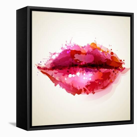 Beautiful Woman's Lips Formed By Abstract Blots-artant-Framed Stretched Canvas