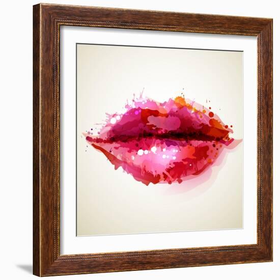 Beautiful Woman's Lips Formed By Abstract Blots-artant-Framed Art Print