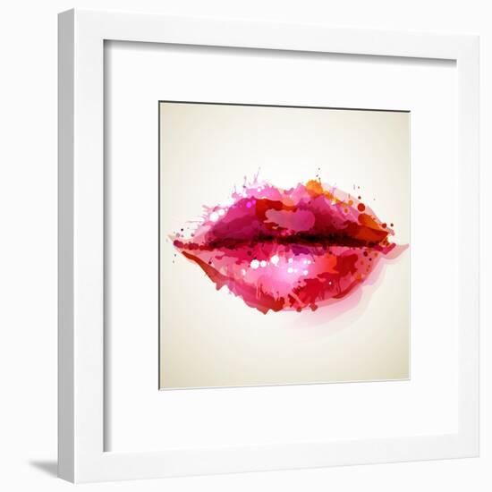 Beautiful Woman's Lips Formed By Abstract Blots-artant-Framed Art Print