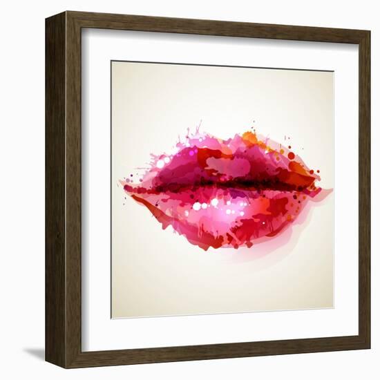 Beautiful Woman's Lips Formed By Abstract Blots-artant-Framed Art Print