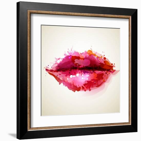 Beautiful Woman's Lips Formed By Abstract Blots-artant-Framed Art Print