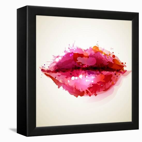 Beautiful Woman's Lips Formed By Abstract Blots-artant-Framed Stretched Canvas