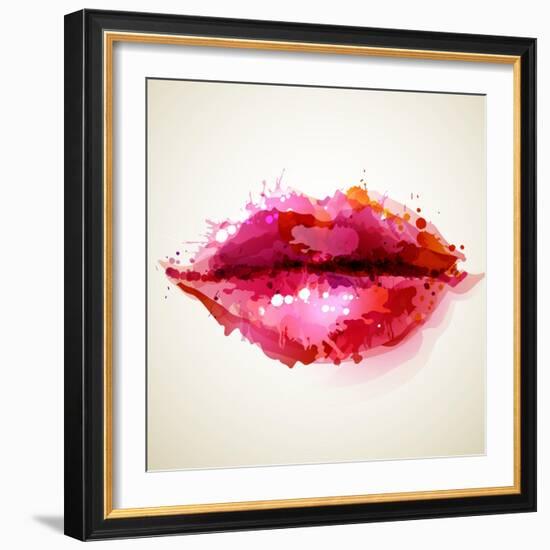 Beautiful Woman's Lips Formed By Abstract Blots-artant-Framed Premium Giclee Print