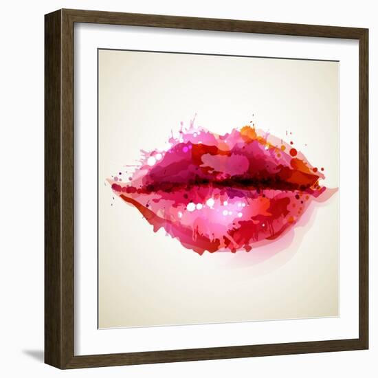 Beautiful Woman's Lips Formed By Abstract Blots-artant-Framed Art Print