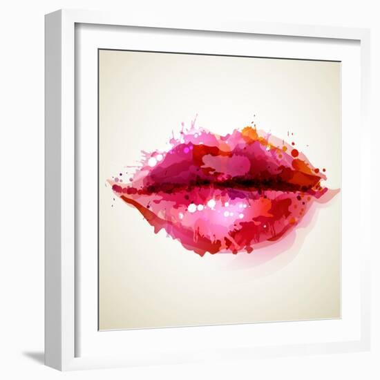 Beautiful Woman's Lips Formed By Abstract Blots-artant-Framed Art Print