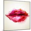 Beautiful Woman's Lips Formed By Abstract Blots-artant-Mounted Art Print