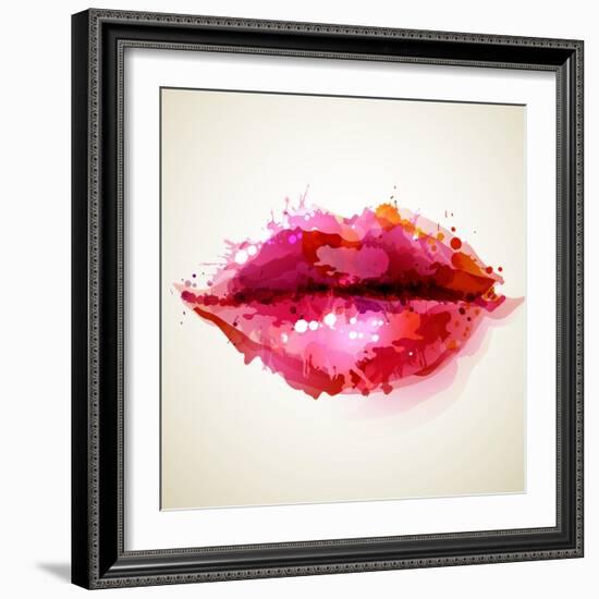 Beautiful Woman's Lips Formed By Abstract Blots-artant-Framed Art Print