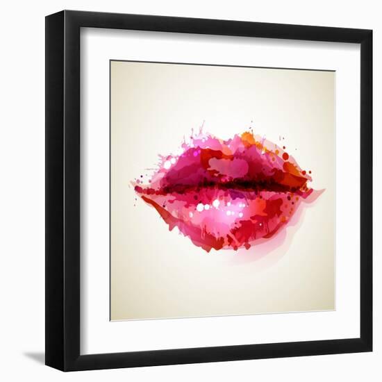 Beautiful Woman's Lips Formed By Abstract Blots-artant-Framed Art Print