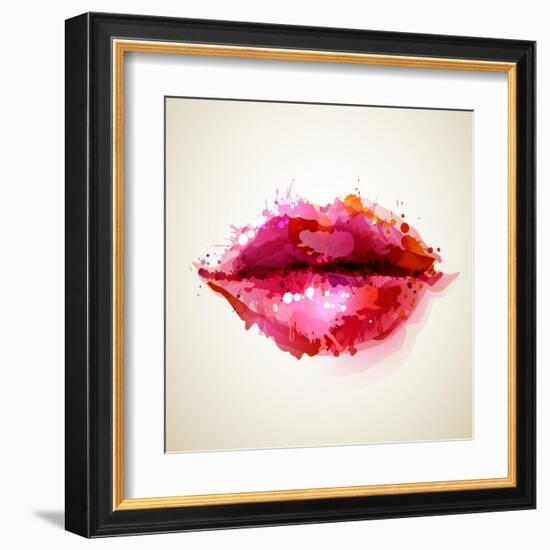 Beautiful Woman's Lips Formed By Abstract Blots-artant-Framed Art Print