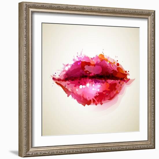 Beautiful Woman's Lips Formed By Abstract Blots-artant-Framed Art Print