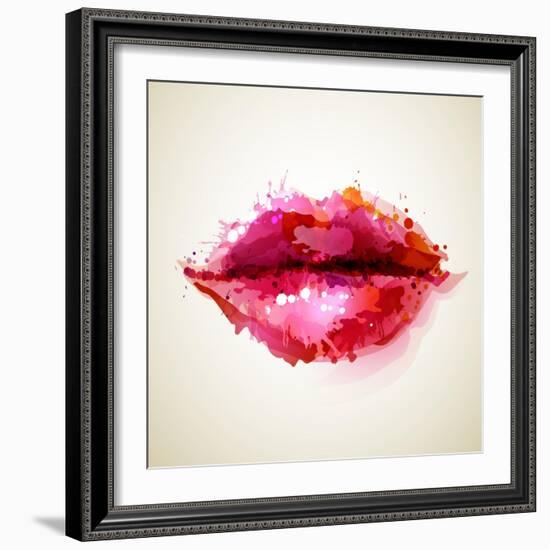 Beautiful Woman's Lips Formed By Abstract Blots-artant-Framed Premium Giclee Print