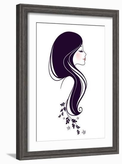 Beautiful Woman with Floral-BerSonnE-Framed Art Print