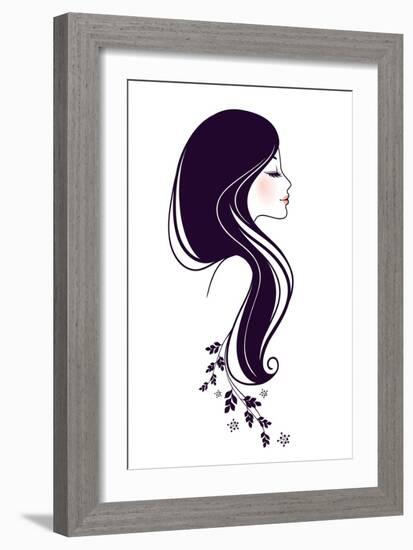 Beautiful Woman with Floral-BerSonnE-Framed Art Print