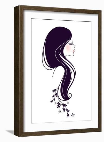 Beautiful Woman with Floral-BerSonnE-Framed Art Print