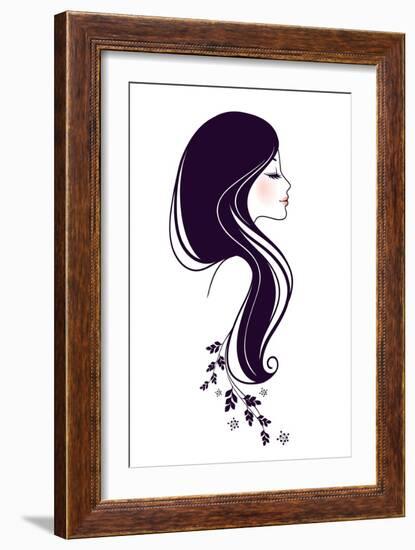 Beautiful Woman with Floral-BerSonnE-Framed Art Print