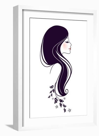 Beautiful Woman with Floral-BerSonnE-Framed Art Print