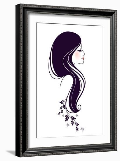 Beautiful Woman with Floral-BerSonnE-Framed Art Print