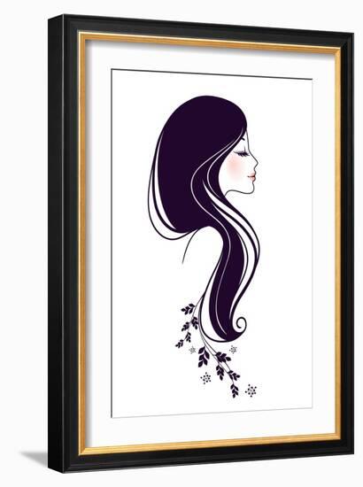 Beautiful Woman with Floral-BerSonnE-Framed Art Print