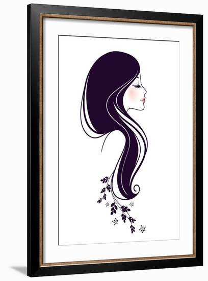 Beautiful Woman with Floral-BerSonnE-Framed Art Print