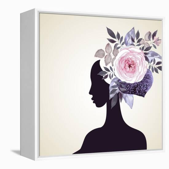 Beautiful Women with Abstract Flower Hair-artant-Framed Stretched Canvas