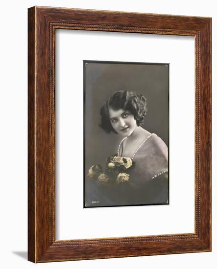 Beautiful Young Lady Holding a Bouquet of Yellow Roses-null-Framed Photographic Print