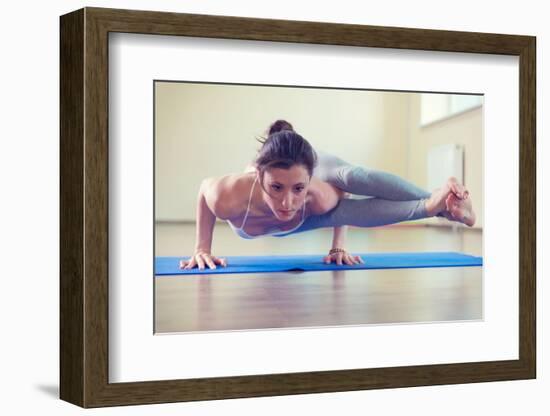 Beautiful Young Woman Yoga Workout in Gym-spass-Framed Photographic Print