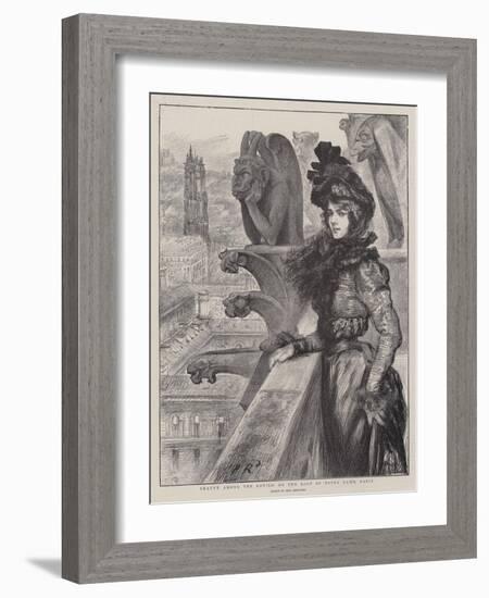 Beauty Among the Devils, on the Roof of Notre Dame, Paris-Charles Paul Renouard-Framed Giclee Print