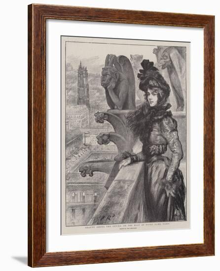 Beauty Among the Devils, on the Roof of Notre Dame, Paris-Charles Paul Renouard-Framed Giclee Print