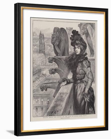 Beauty Among the Devils, on the Roof of Notre Dame, Paris-Charles Paul Renouard-Framed Giclee Print