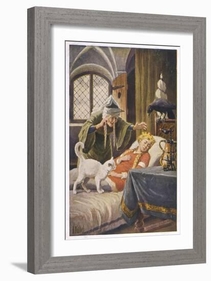 Beauty, and Everyone Else in the Palace Human or Animal, Fall Asleep Under the Witch's Spell-O. Kubel-Framed Art Print