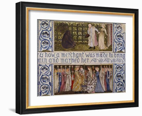 Beauty and the Beast', a Morris, Marshall, Faulkner and Co Tile Panel (Detail)-Edward and Lucy Burne-Jones and Faulkner-Framed Giclee Print