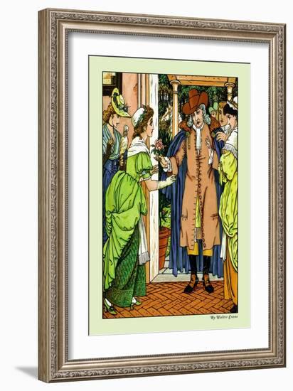 Beauty and the Beast, Greetings, c.1900-Walter Crane-Framed Art Print