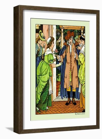 Beauty and the Beast, Greetings, c.1900-Walter Crane-Framed Art Print