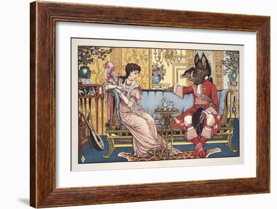 Beauty and the Beast, Pub. 1874 (Colour Litho)-Walter Crane-Framed Giclee Print