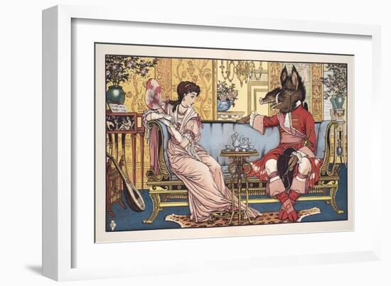 Beauty and the Beast, Pub. 1874 (Colour Litho)-Walter Crane-Framed Giclee Print