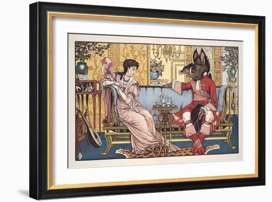 Beauty and the Beast, Pub. 1874 (Colour Litho)-Walter Crane-Framed Giclee Print