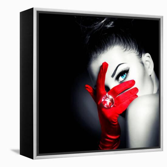 Beauty Fashion Glamorous Model Girl Portrait-Subbotina Anna-Framed Premier Image Canvas