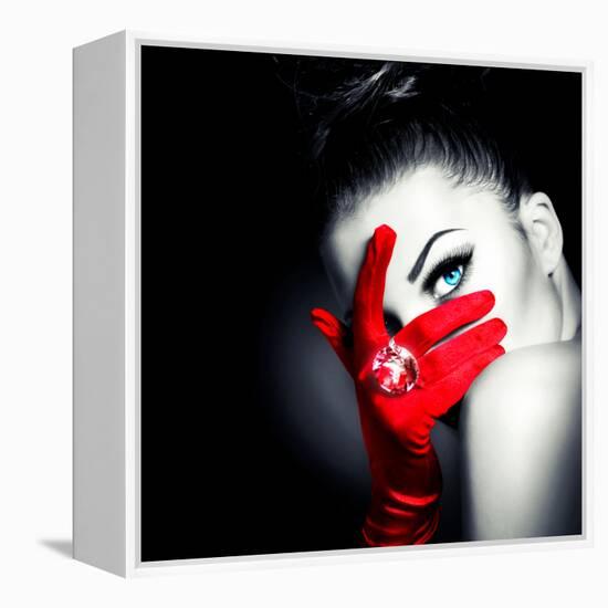 Beauty Fashion Glamorous Model Girl Portrait-Subbotina Anna-Framed Premier Image Canvas