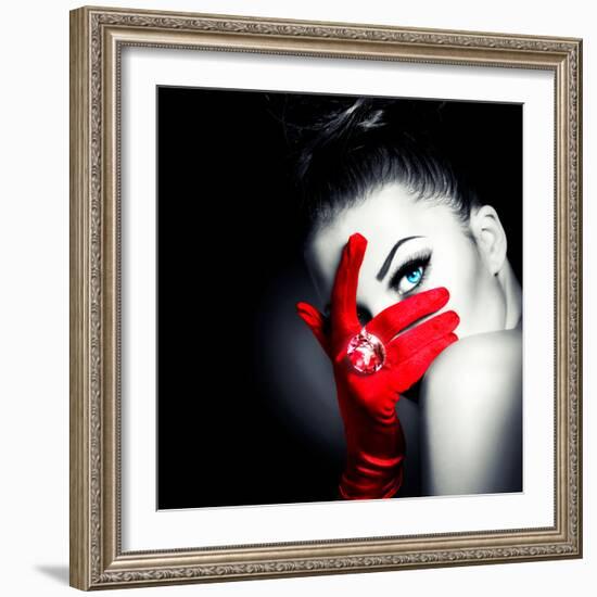 Beauty Fashion Glamorous Model Girl Portrait-Subbotina Anna-Framed Photographic Print