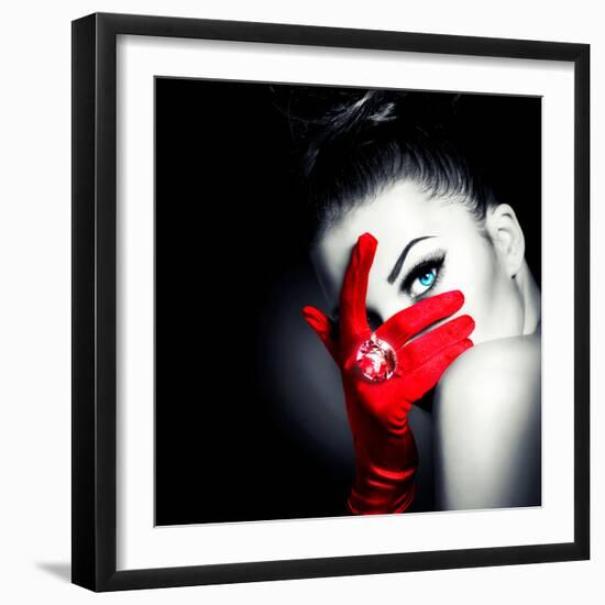 Beauty Fashion Glamorous Model Girl Portrait-Subbotina Anna-Framed Photographic Print