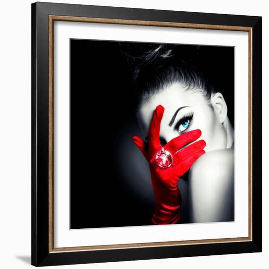 Beauty Fashion Glamorous Model Girl Portrait-Subbotina Anna-Framed Photographic Print