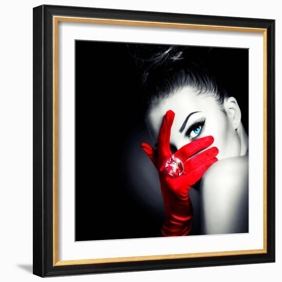 Beauty Fashion Glamorous Model Girl Portrait-Subbotina Anna-Framed Photographic Print