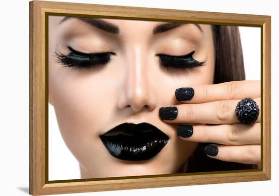 Beauty Fashion Model Girl With Black Make Up, Long Lushes-Subbotina Anna-Framed Stretched Canvas