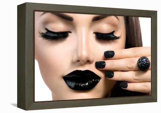 Beauty Fashion Model Girl With Black Make Up, Long Lushes-Subbotina Anna-Framed Stretched Canvas