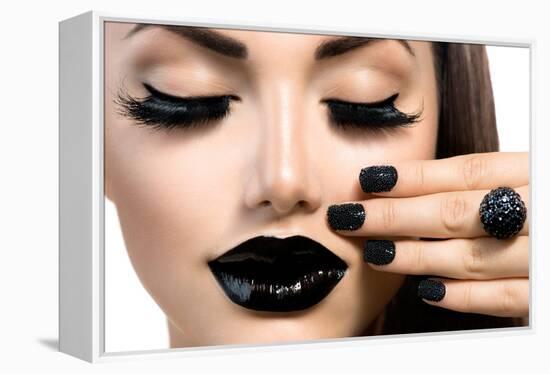 Beauty Fashion Model Girl With Black Make Up, Long Lushes-Subbotina Anna-Framed Stretched Canvas