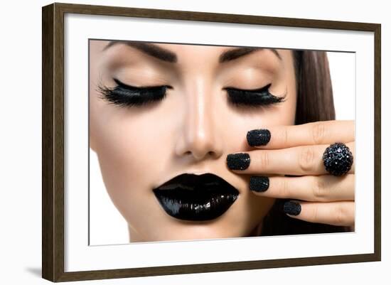 Beauty Fashion Model Girl With Black Make Up, Long Lushes-Subbotina Anna-Framed Premium Giclee Print